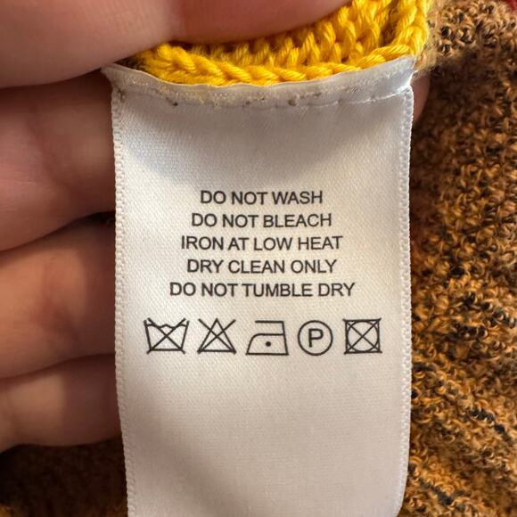 Yanyan Choi-Hung Colorblock Extra Long Sleeve Cardigan Button Chunky Yarn Sz S - Picture 7 of 10